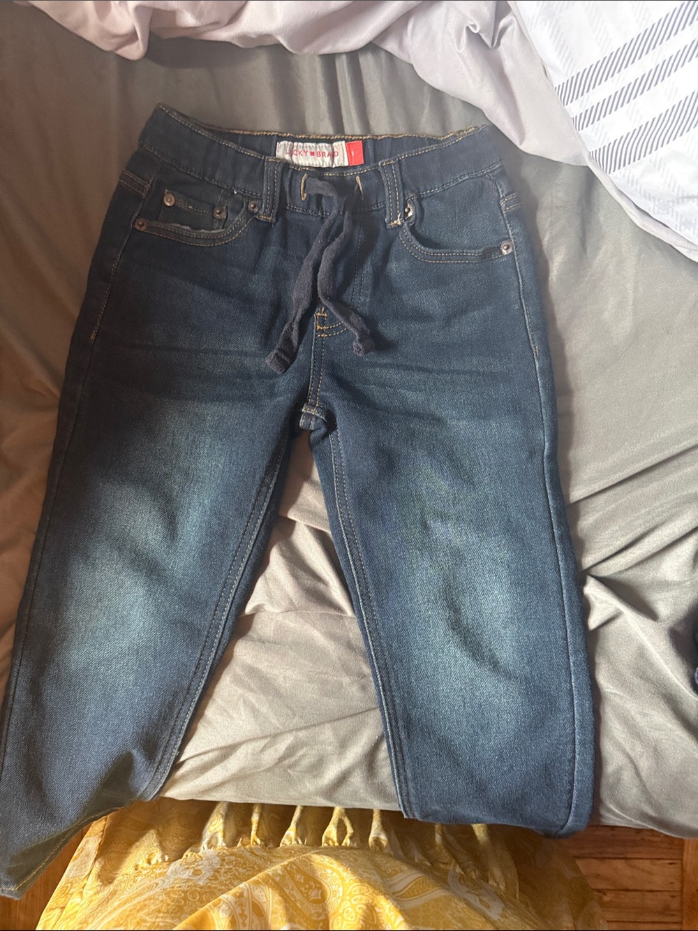 Boys Dark Blue Drawstring Jeans